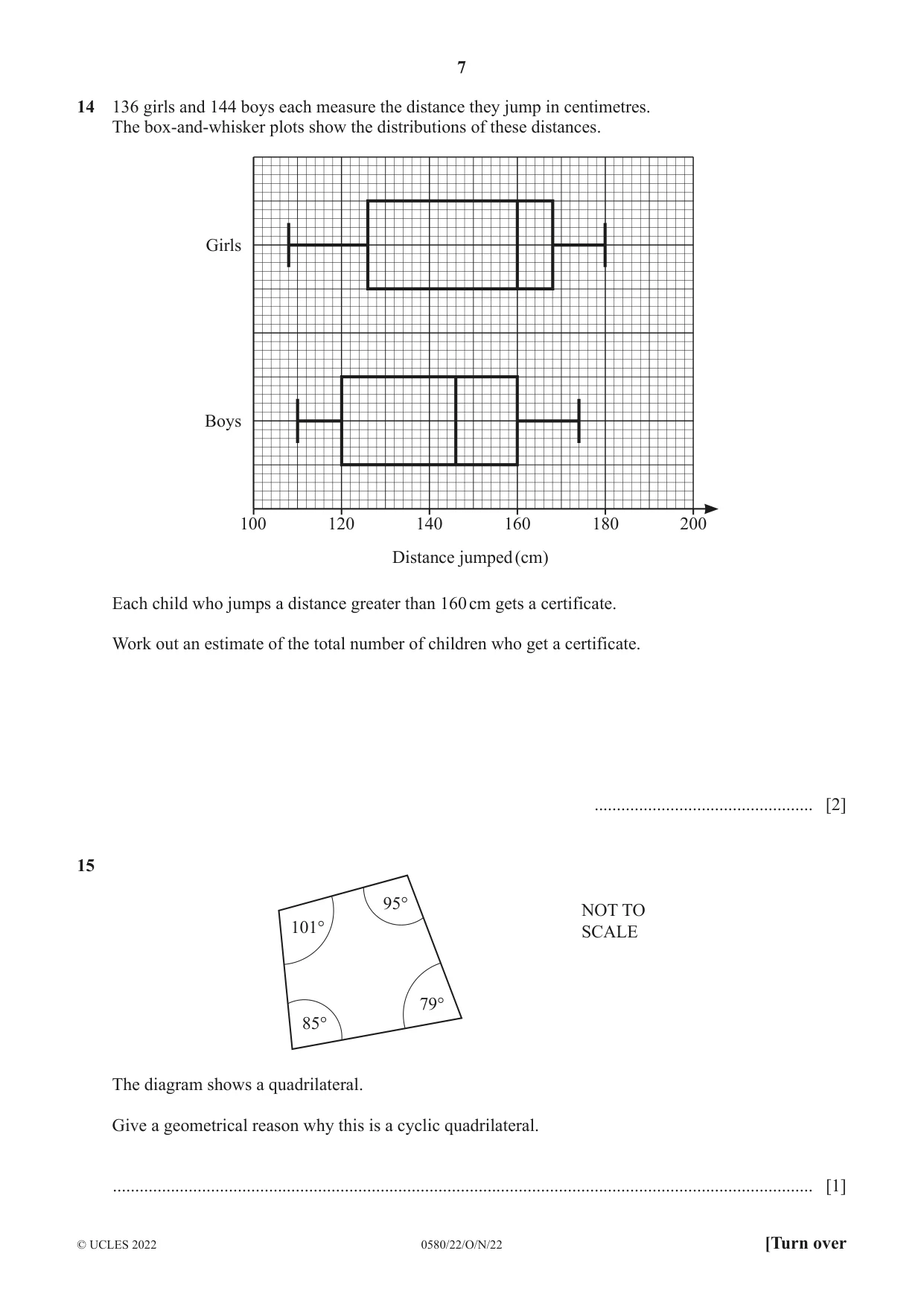 Cambridge IGCSE Mathematics 0580 2022 Oct/Nov Paper 2 · Variant 2 question paper, page 7 of 12