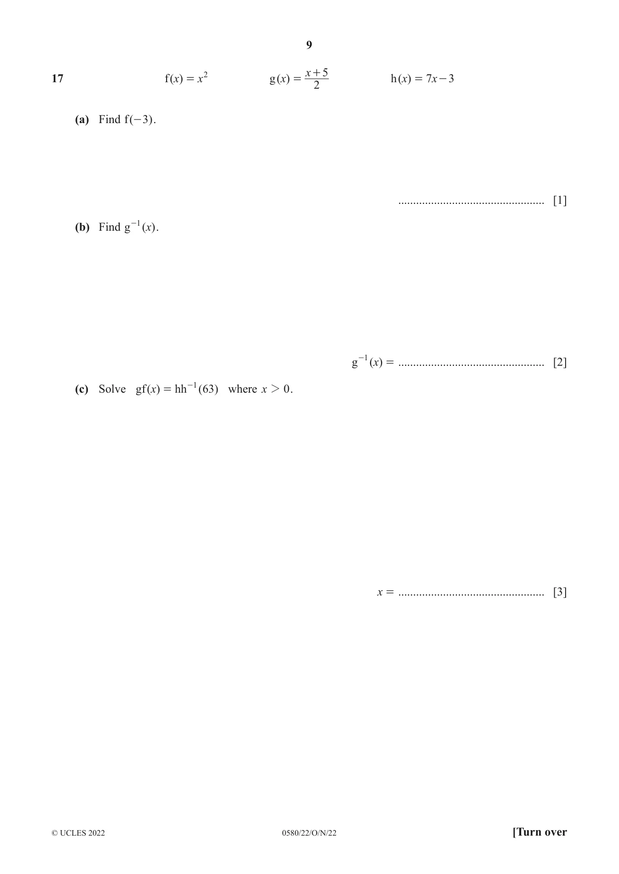 Cambridge IGCSE Mathematics 0580 2022 Oct/Nov Paper 2 · Variant 2 question paper, page 9 of 12
