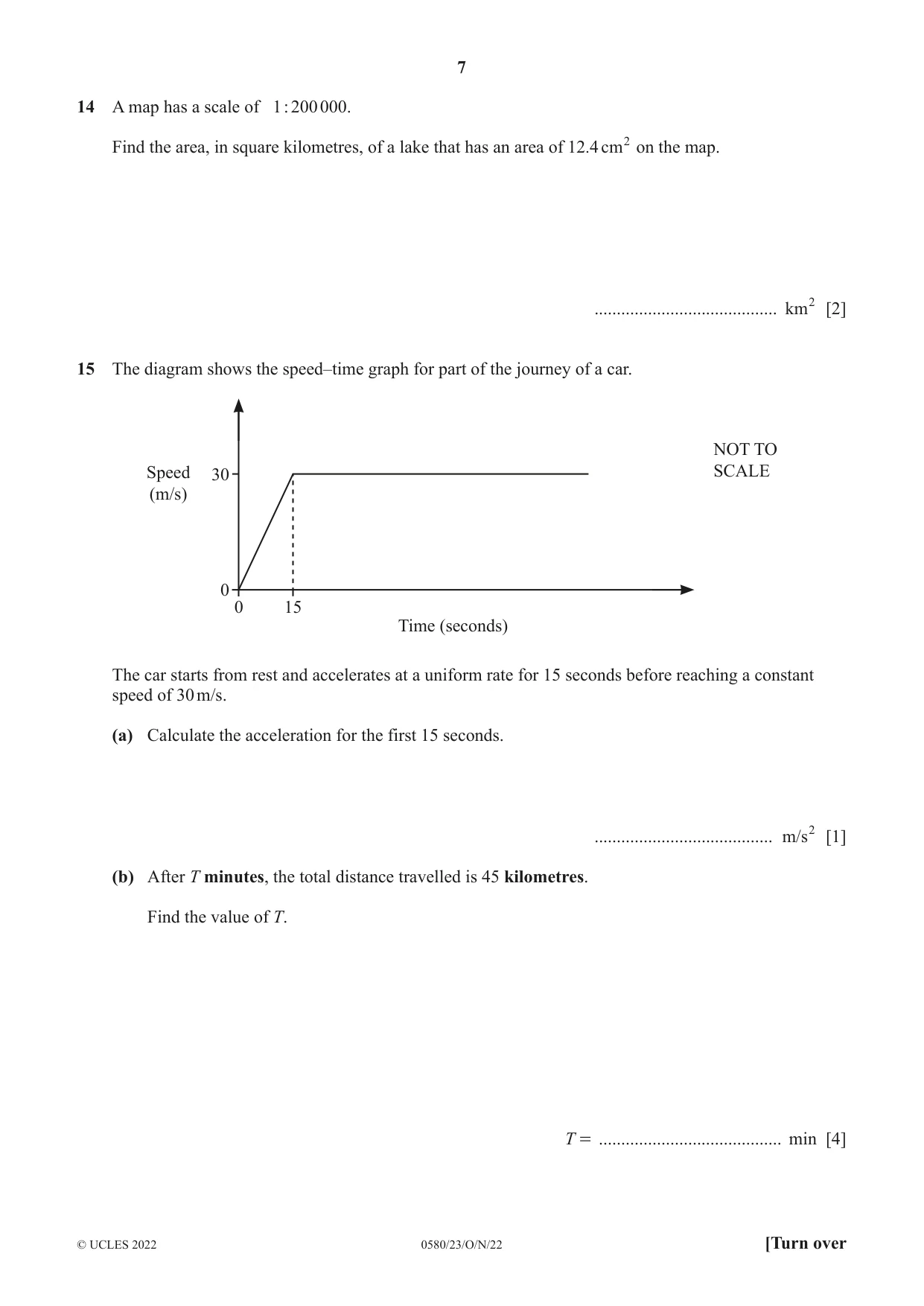 Cambridge IGCSE Mathematics 0580 2022 Oct/Nov Paper 2 · Variant 3 question paper, page 7 of 12