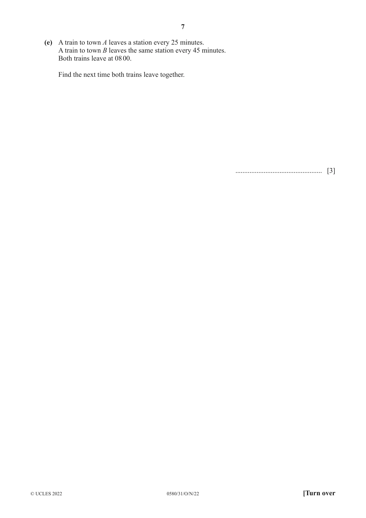 Cambridge IGCSE Mathematics 0580 2022 Oct/Nov Paper 3 · Variant 1 question paper, page 7 of 16