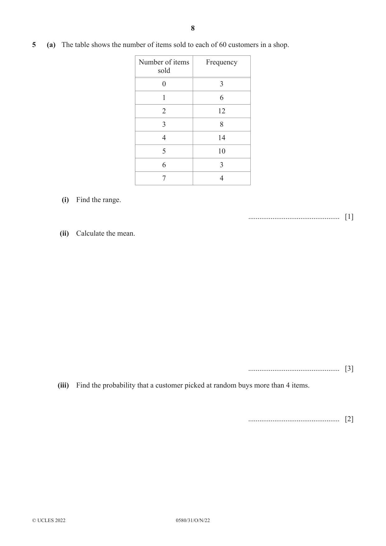 Cambridge IGCSE Mathematics 0580 2022 Oct/Nov Paper 3 · Variant 1 question paper, page 8 of 16
