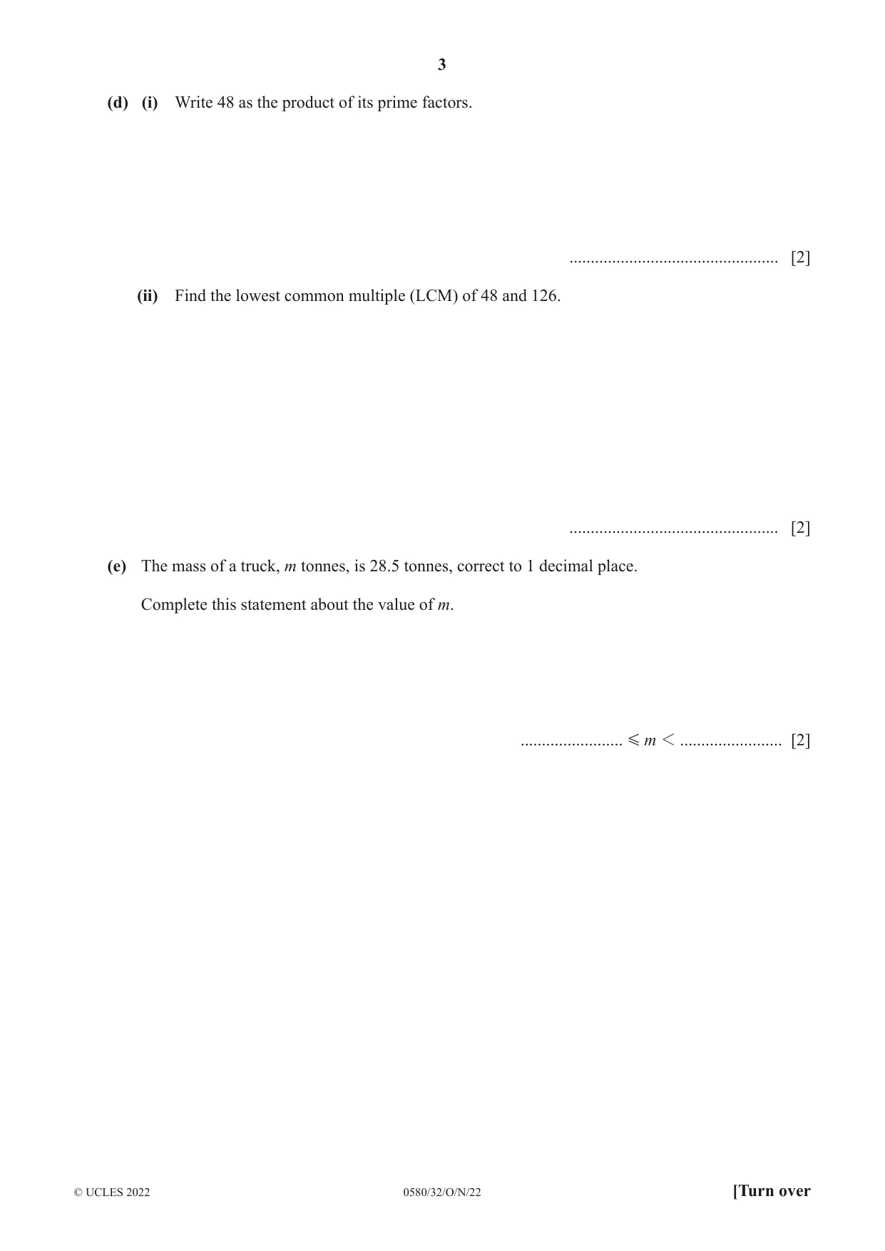Cambridge IGCSE Mathematics 0580 2022 Oct/Nov Paper 3 · Variant 2 question paper, page 3 of 20