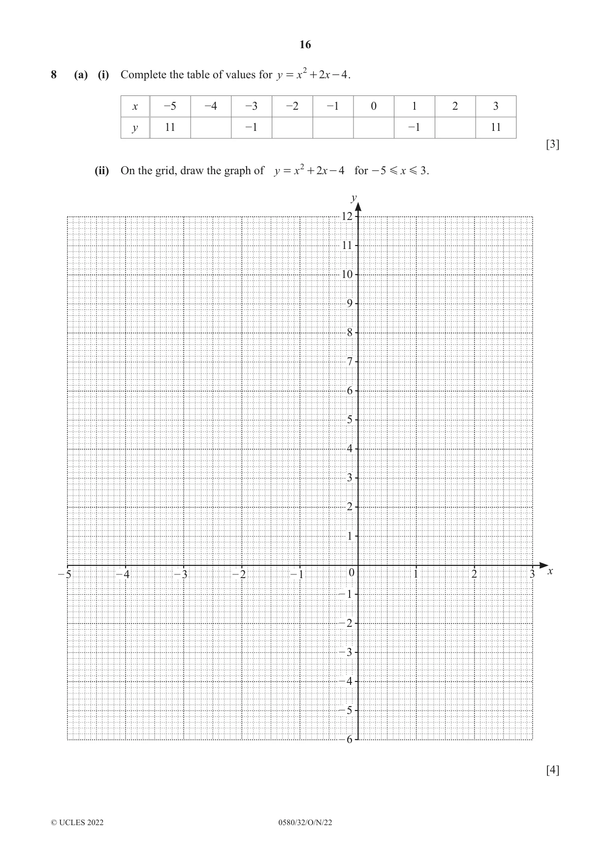 Cambridge IGCSE Mathematics 0580 2022 Oct/Nov Paper 3 · Variant 2 question paper, page 16 of 20
