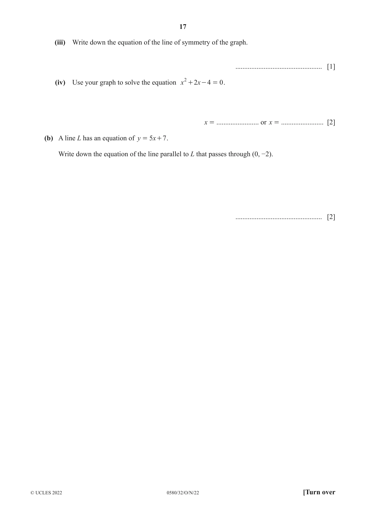 Cambridge IGCSE Mathematics 0580 2022 Oct/Nov Paper 3 · Variant 2 question paper, page 17 of 20