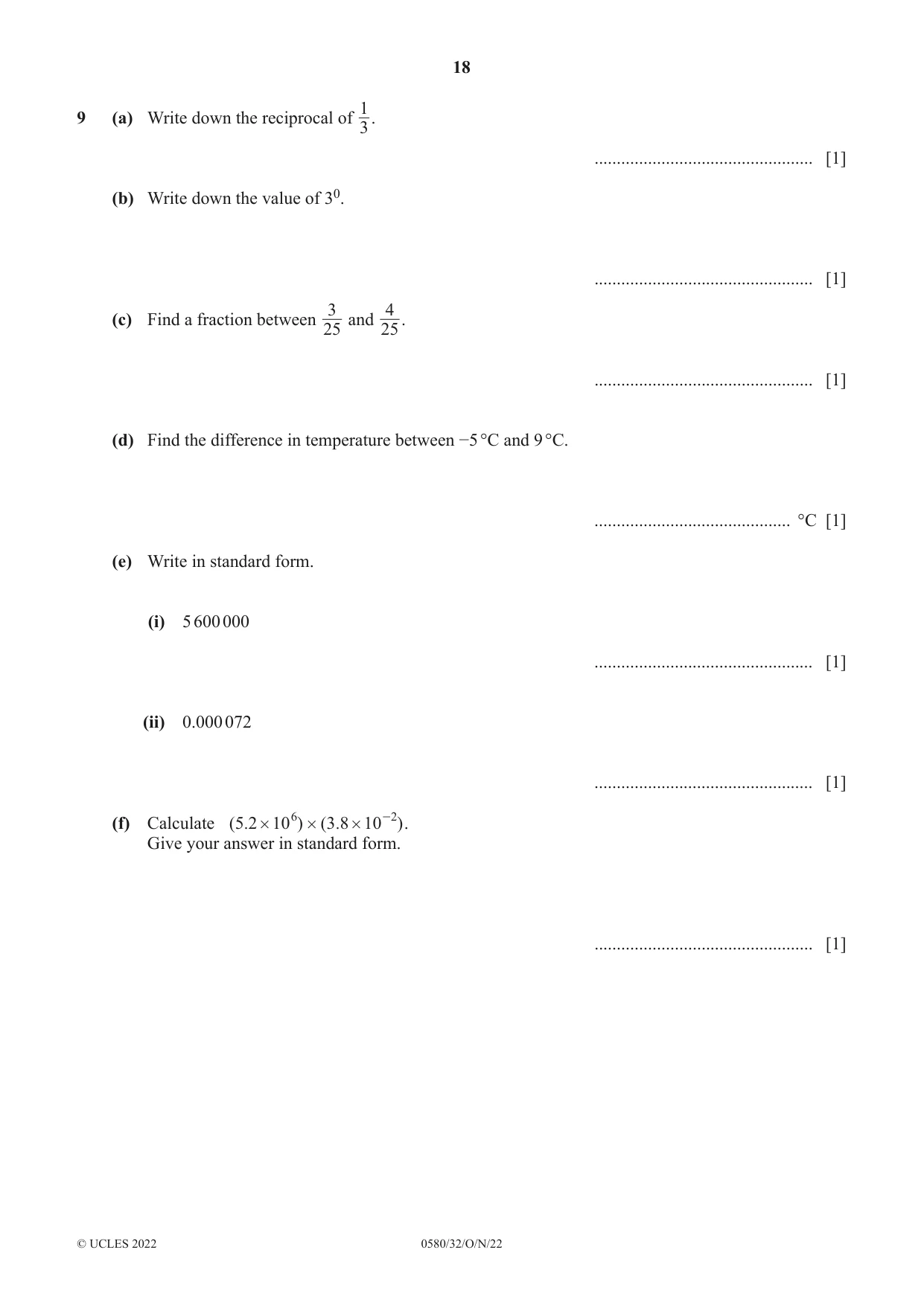Cambridge IGCSE Mathematics 0580 2022 Oct/Nov Paper 3 · Variant 2 question paper, page 18 of 20