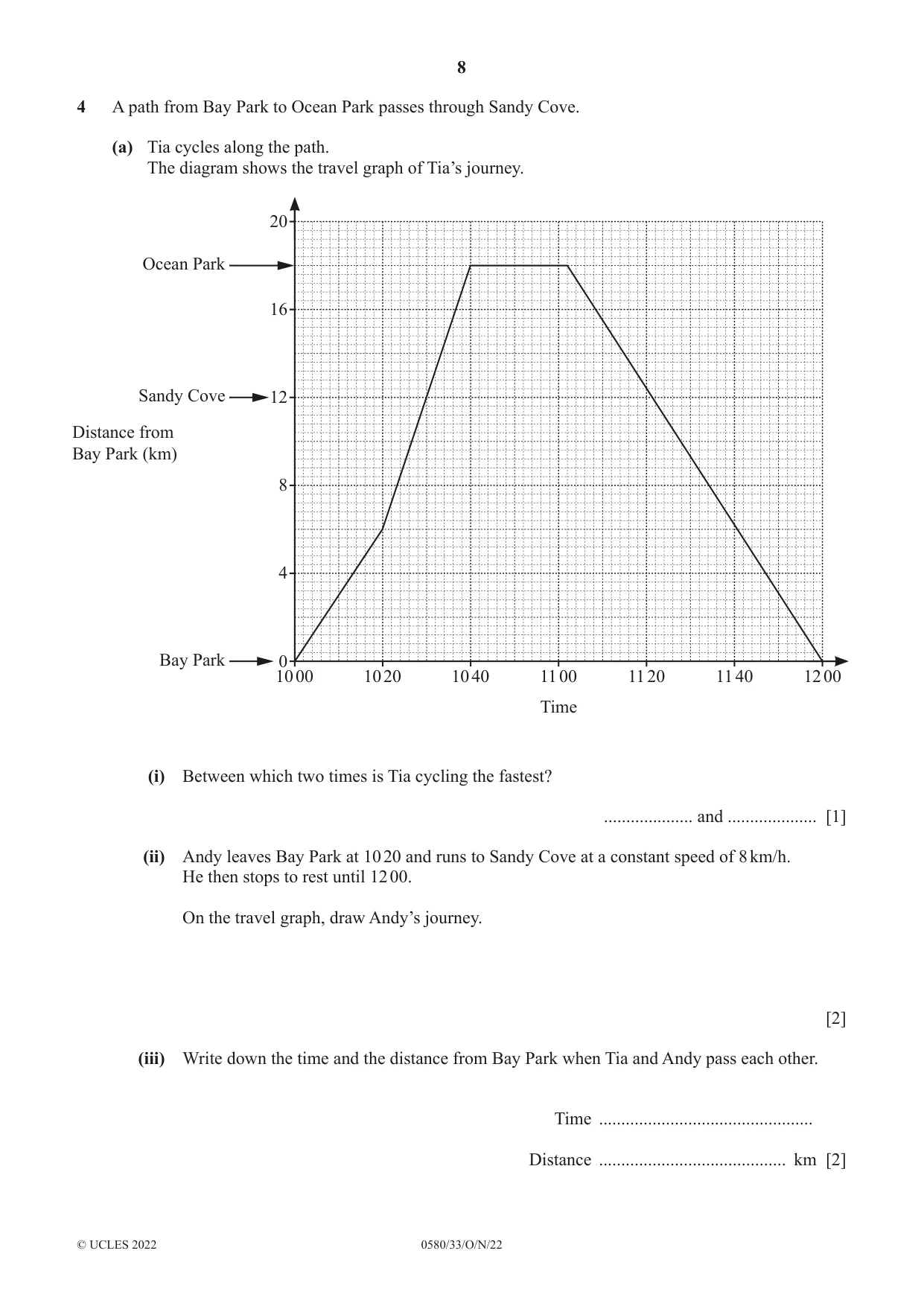 Cambridge IGCSE Mathematics 0580 2022 Oct/Nov Paper 3 · Variant 3 question paper, page 8 of 20