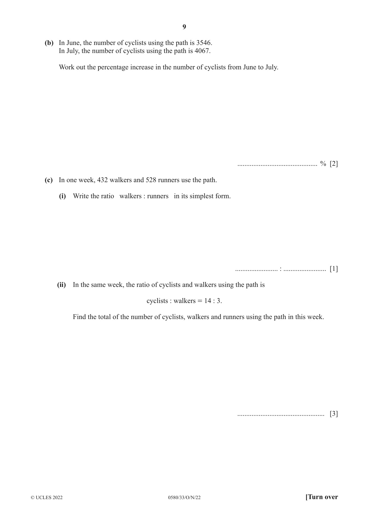 Cambridge IGCSE Mathematics 0580 2022 Oct/Nov Paper 3 · Variant 3 question paper, page 9 of 20