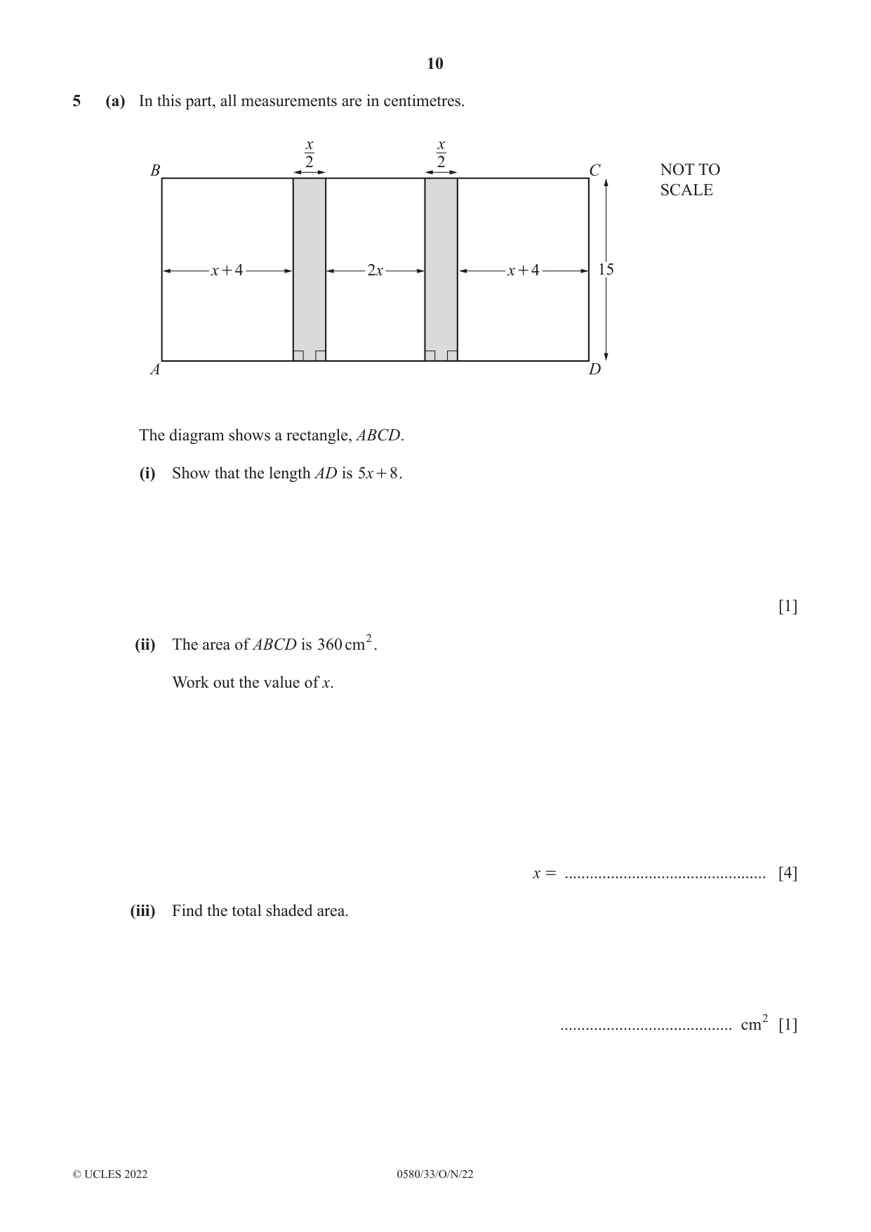 Cambridge IGCSE Mathematics 0580 2022 Oct/Nov Paper 3 · Variant 3 question paper, page 10 of 20