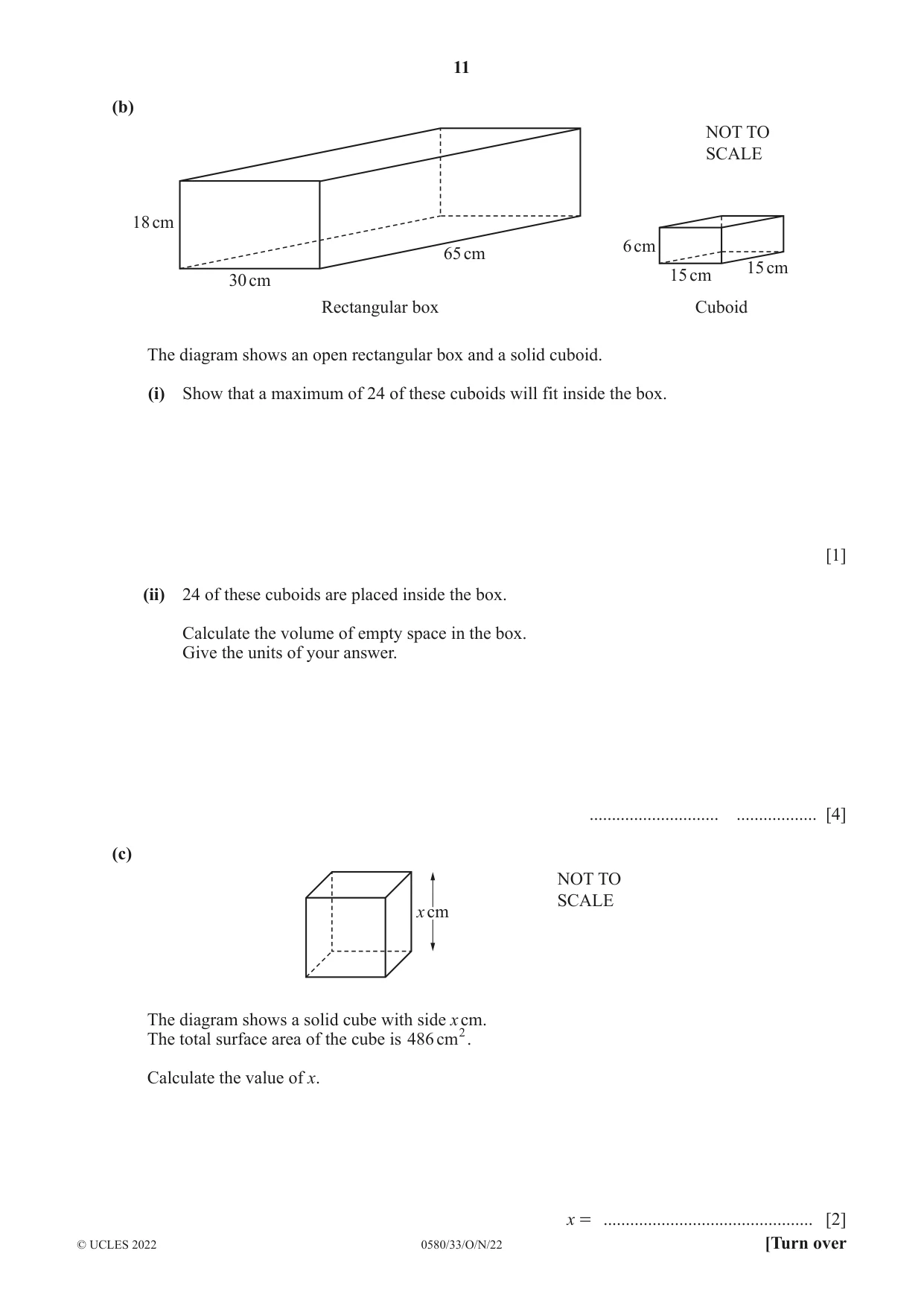 Cambridge IGCSE Mathematics 0580 2022 Oct/Nov Paper 3 · Variant 3 question paper, page 11 of 20