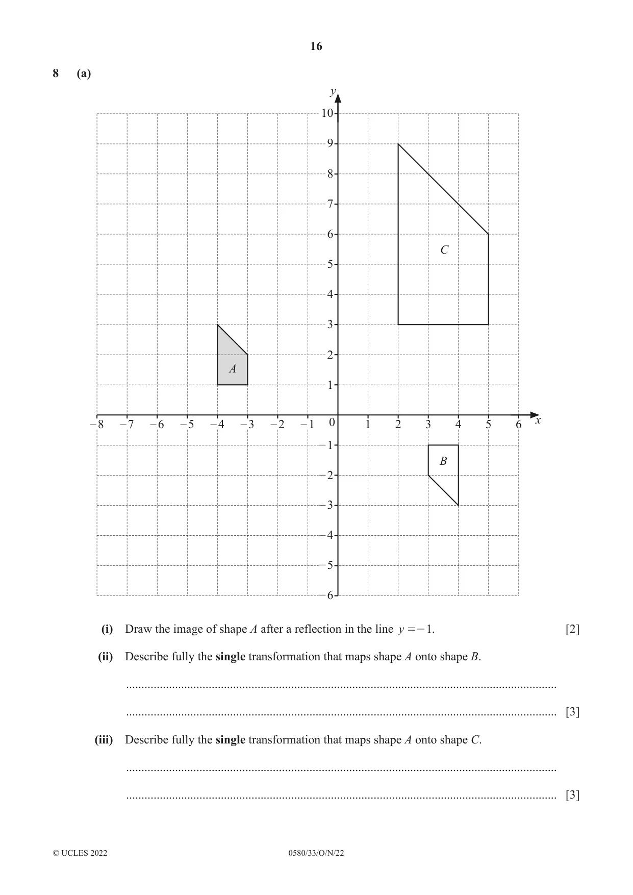 Cambridge IGCSE Mathematics 0580 2022 Oct/Nov Paper 3 · Variant 3 question paper, page 16 of 20