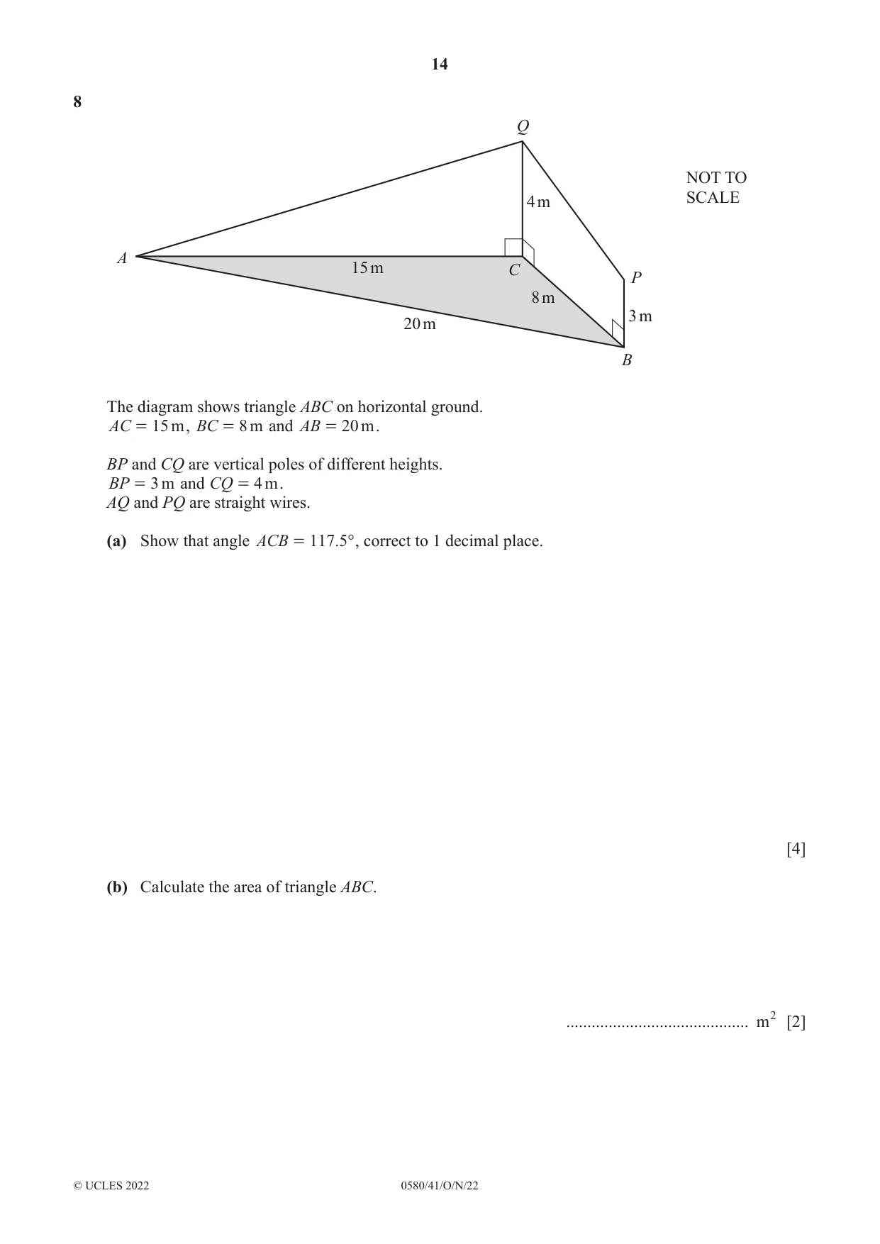 Cambridge IGCSE Mathematics 0580 2022 Oct/Nov Paper 4 · Variant 1 question paper, page 14 of 20