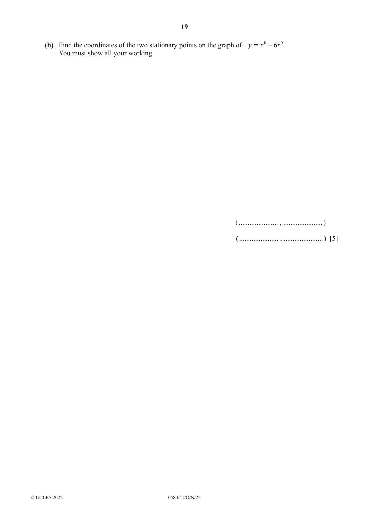 Cambridge IGCSE Mathematics 0580 2022 Oct/Nov Paper 4 · Variant 1 question paper, page 19 of 20