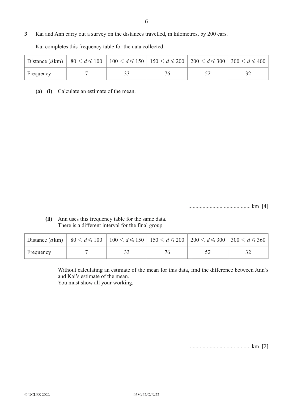 Cambridge IGCSE Mathematics 0580 2022 Oct/Nov Paper 4 · Variant 2 question paper, page 6 of 20