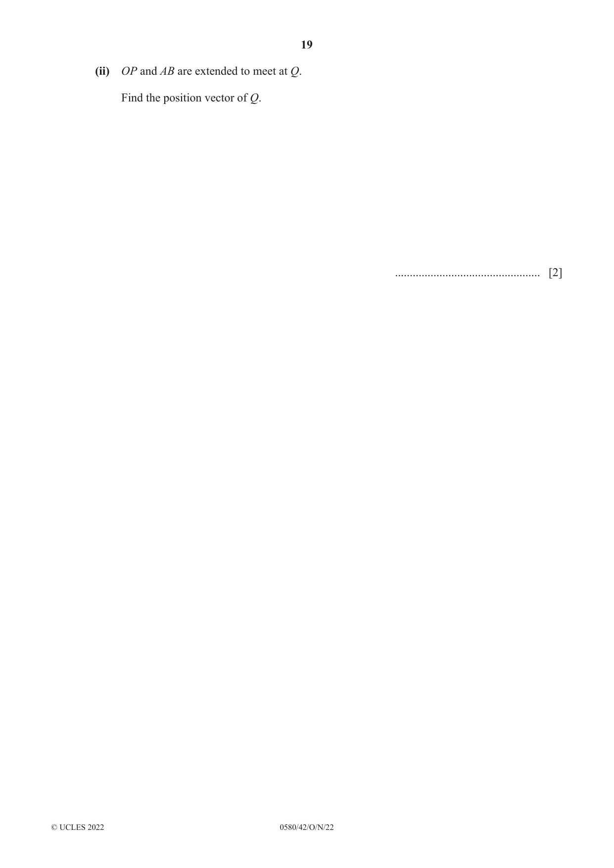 Cambridge IGCSE Mathematics 0580 2022 Oct/Nov Paper 4 · Variant 2 question paper, page 19 of 20