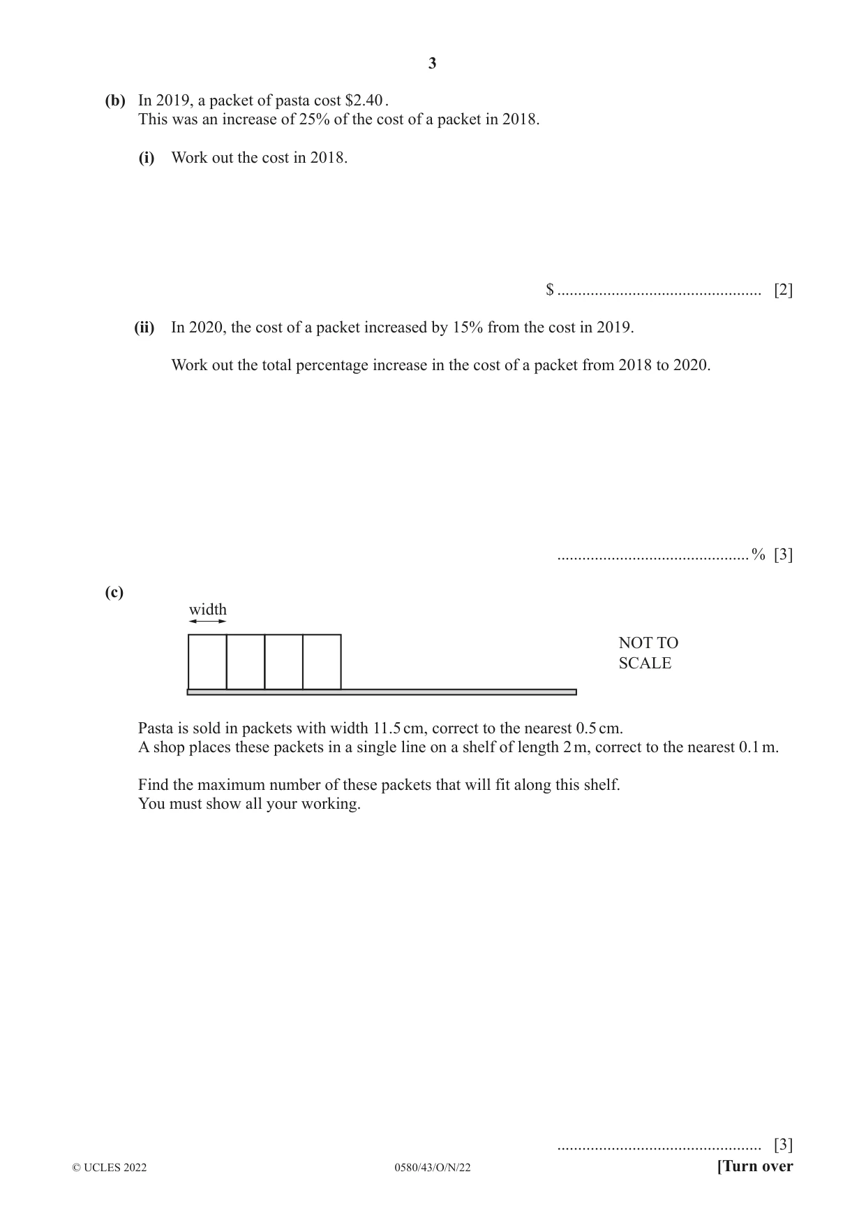Cambridge IGCSE Mathematics 0580 2022 Oct/Nov Paper 4 · Variant 3 question paper, page 3 of 20