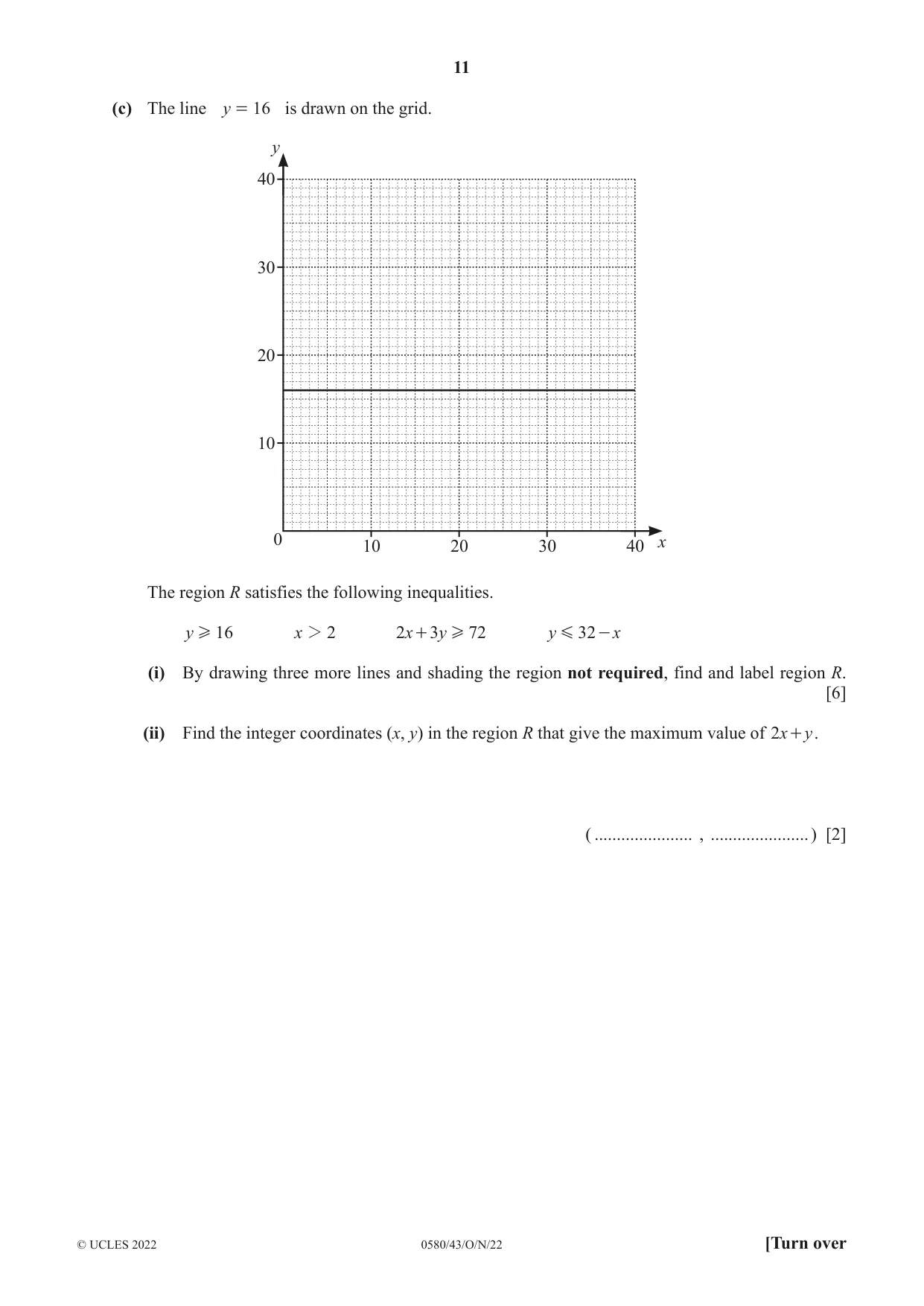 Cambridge IGCSE Mathematics 0580 2022 Oct/Nov Paper 4 · Variant 3 question paper, page 11 of 20