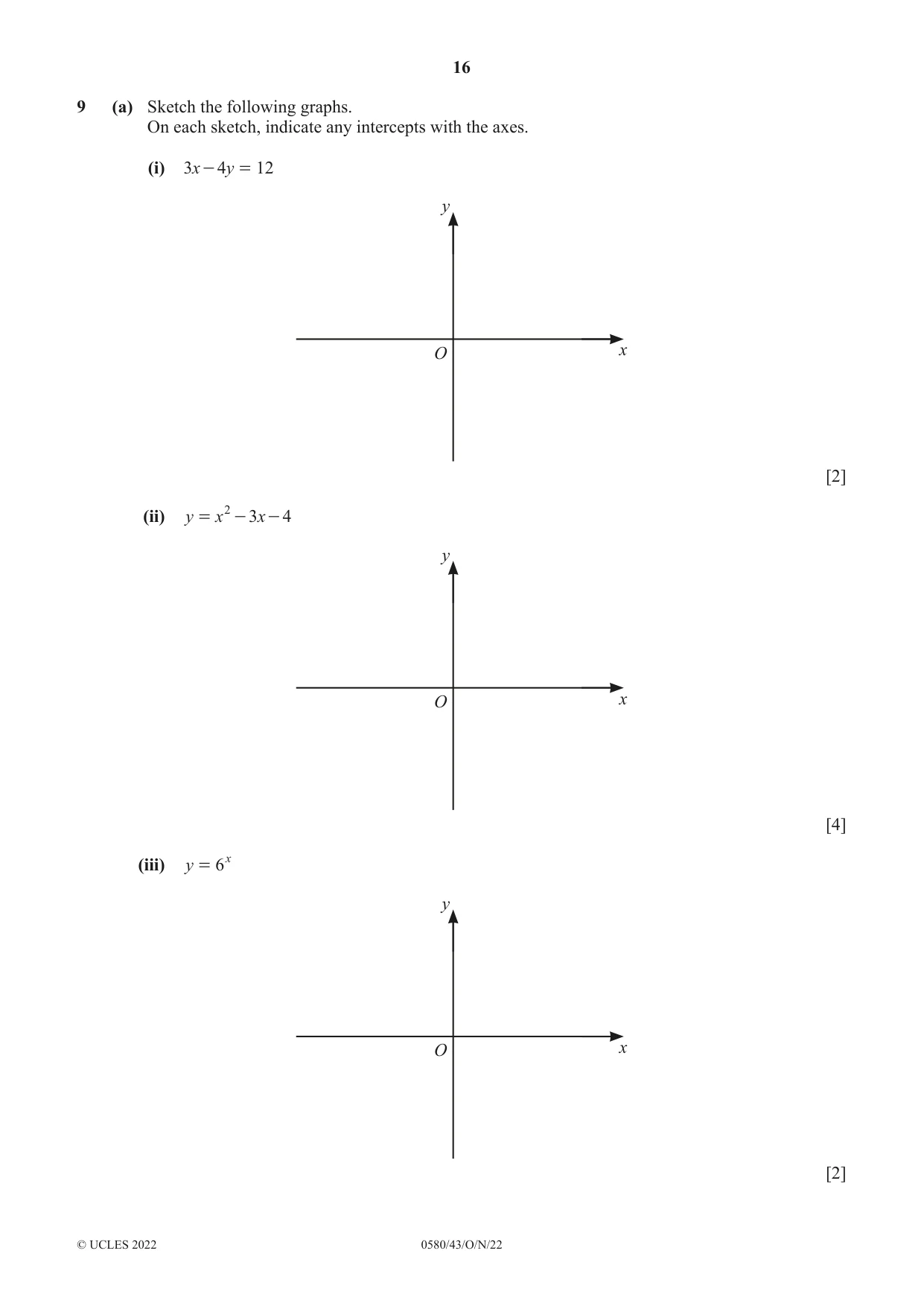 Cambridge IGCSE Mathematics 0580 2022 Oct/Nov Paper 4 · Variant 3 question paper, page 16 of 20