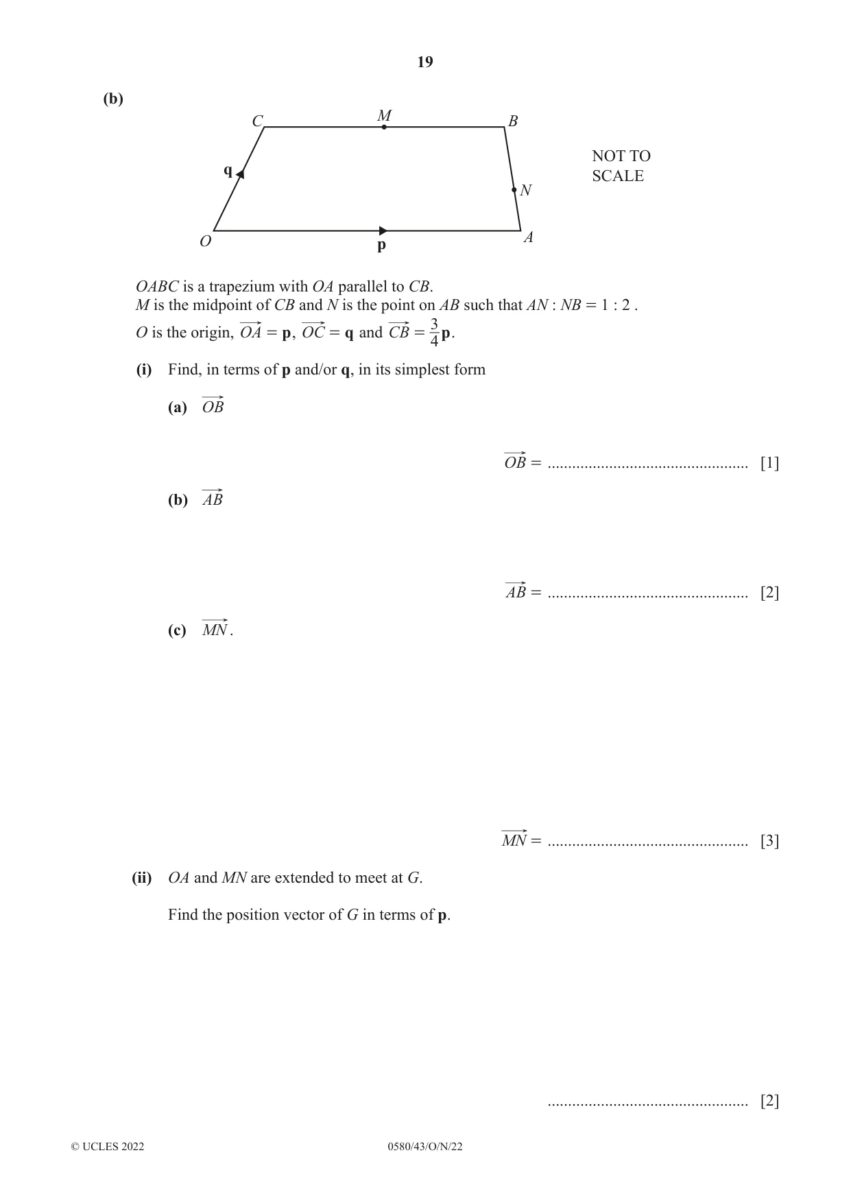 Cambridge IGCSE Mathematics 0580 2022 Oct/Nov Paper 4 · Variant 3 question paper, page 19 of 20