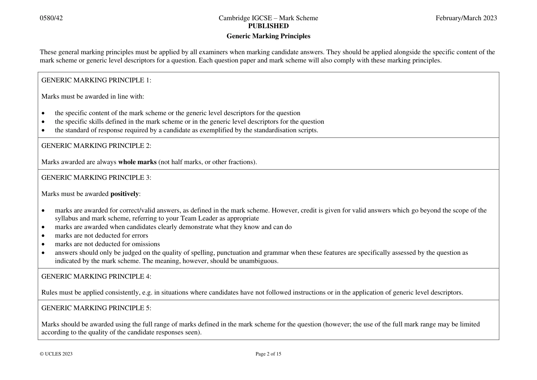 Mark scheme, page 2 of 15