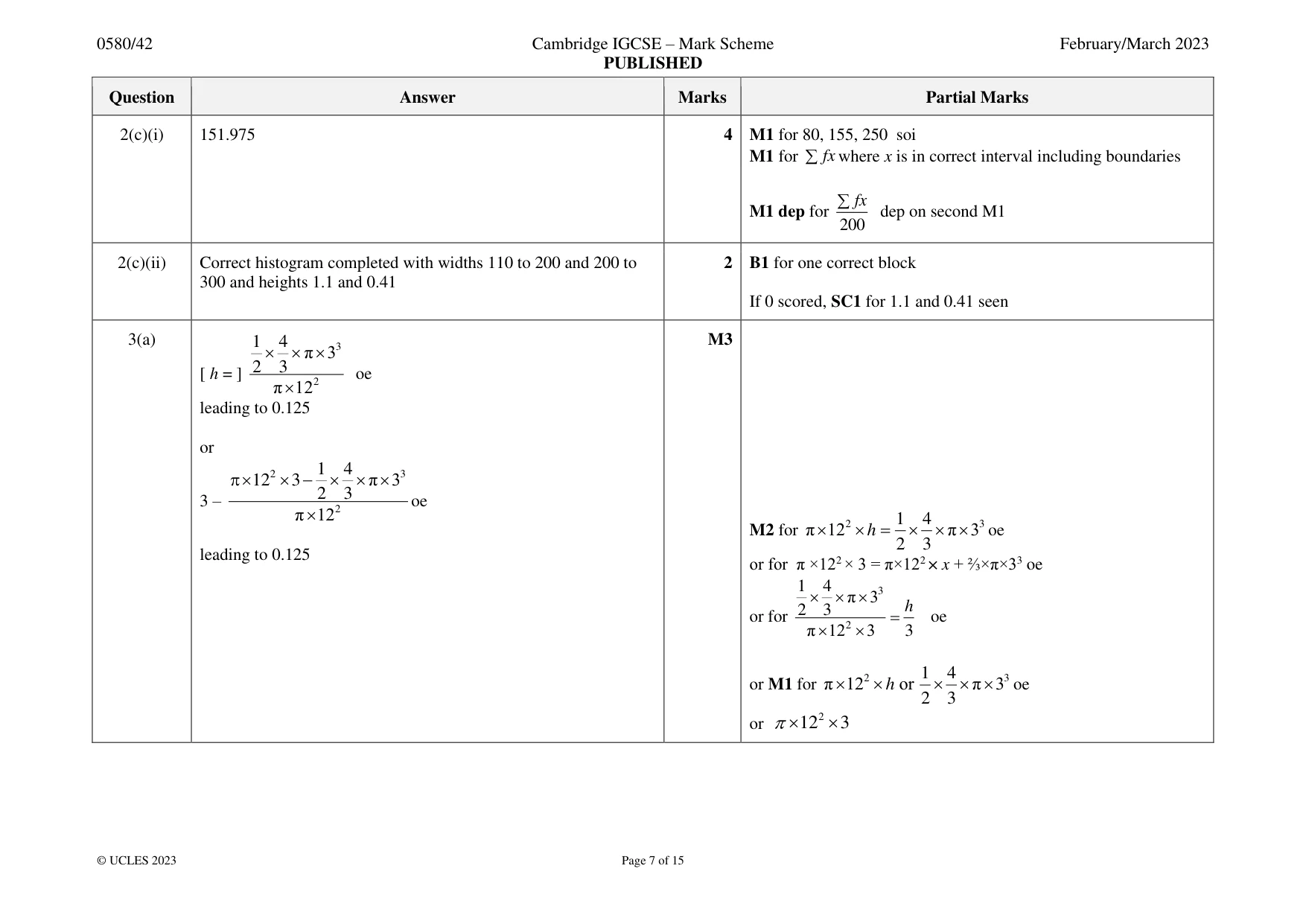 Mark scheme, page 7 of 15