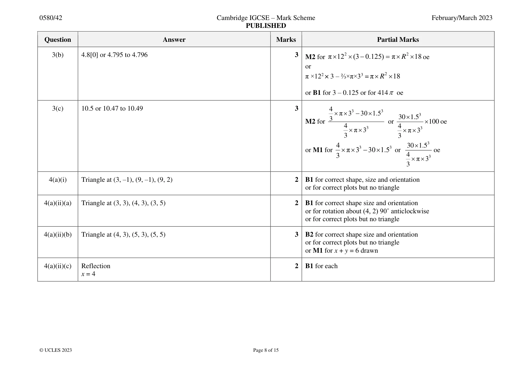 Mark scheme, page 8 of 15