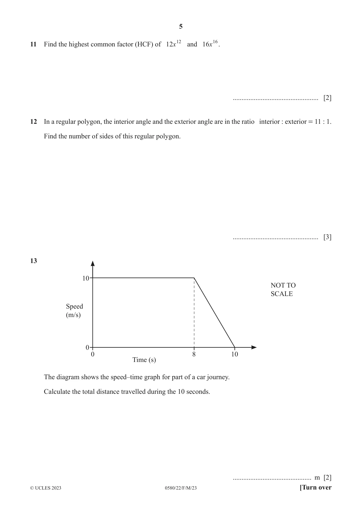 Cambridge IGCSE Mathematics 0580 2023 Feb/March Paper 2 · Variant 2 question paper, page 5 of 12