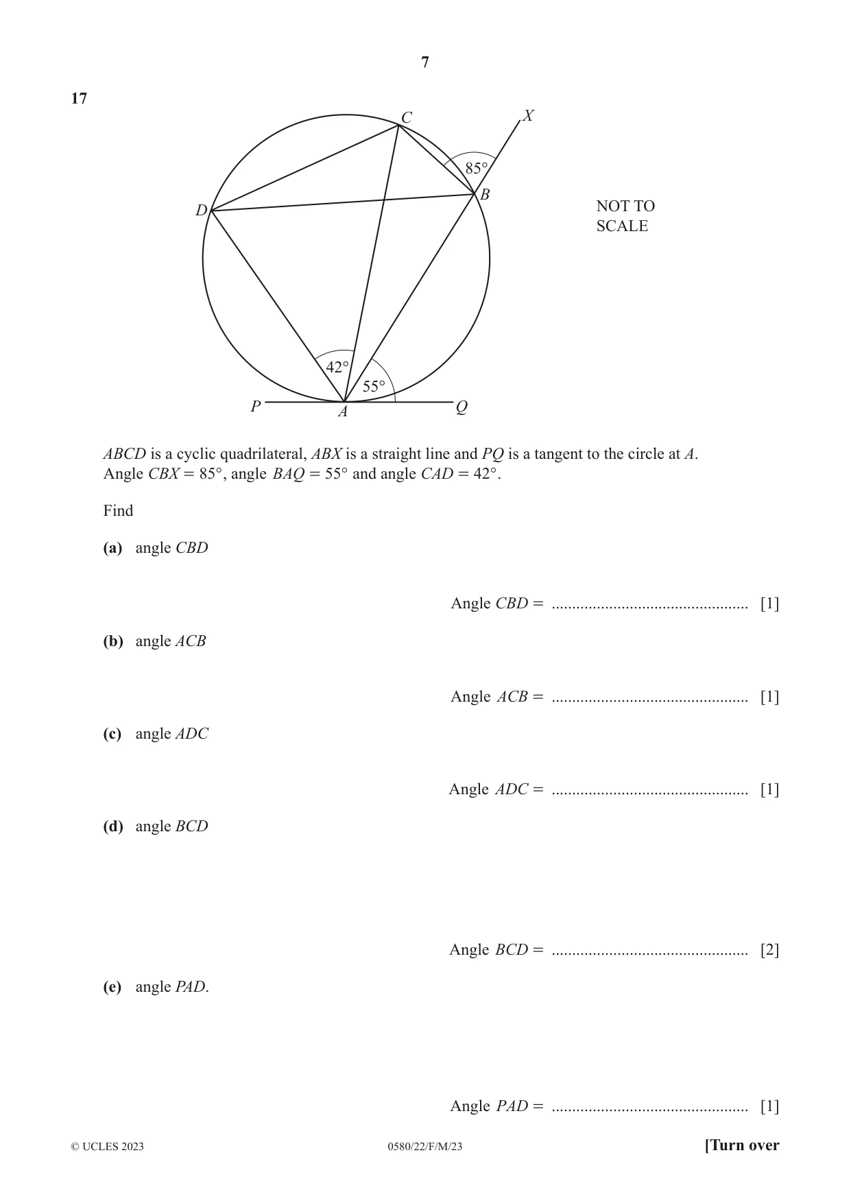 Cambridge IGCSE Mathematics 0580 2023 Feb/March Paper 2 · Variant 2 question paper, page 7 of 12
