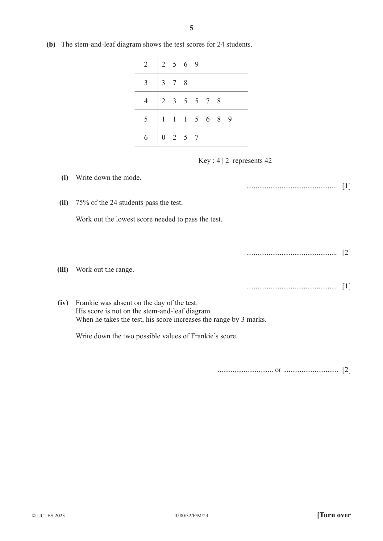 Cambridge IGCSE Mathematics 0580 2023 Feb/March Paper 3 · Variant 2 question paper, page 5 of 16