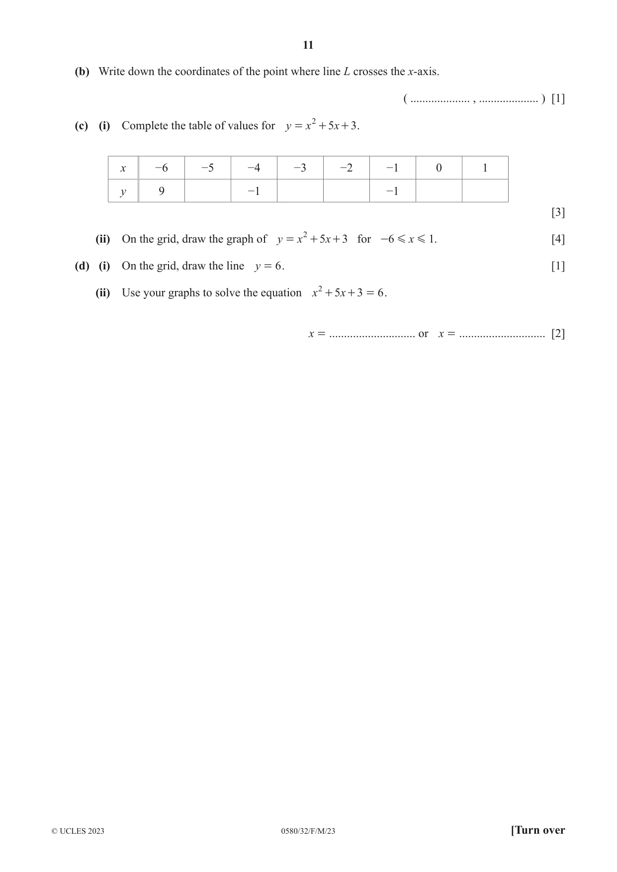 Cambridge IGCSE Mathematics 0580 2023 Feb/March Paper 3 · Variant 2 question paper, page 11 of 16