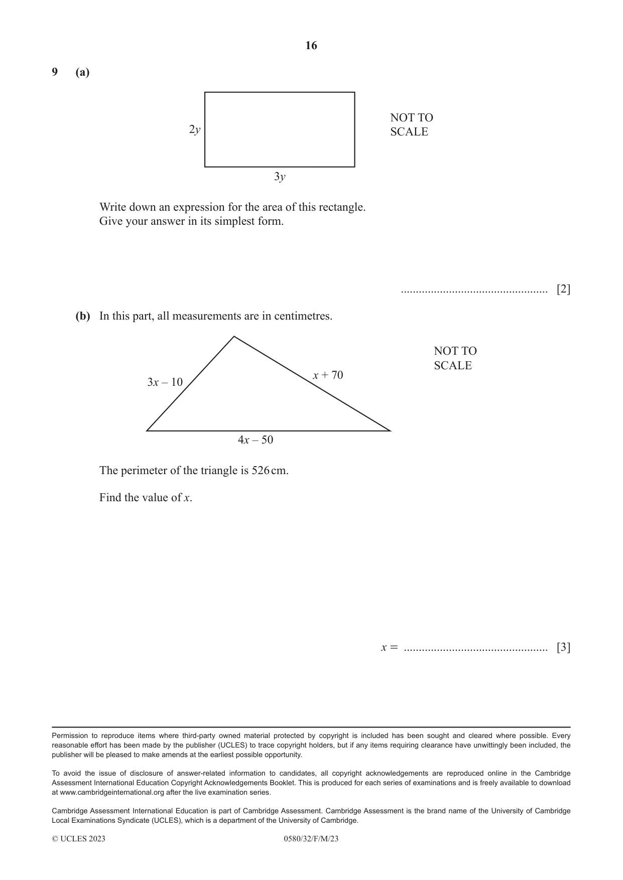 Cambridge IGCSE Mathematics 0580 2023 Feb/March Paper 3 · Variant 2 question paper, page 16 of 16