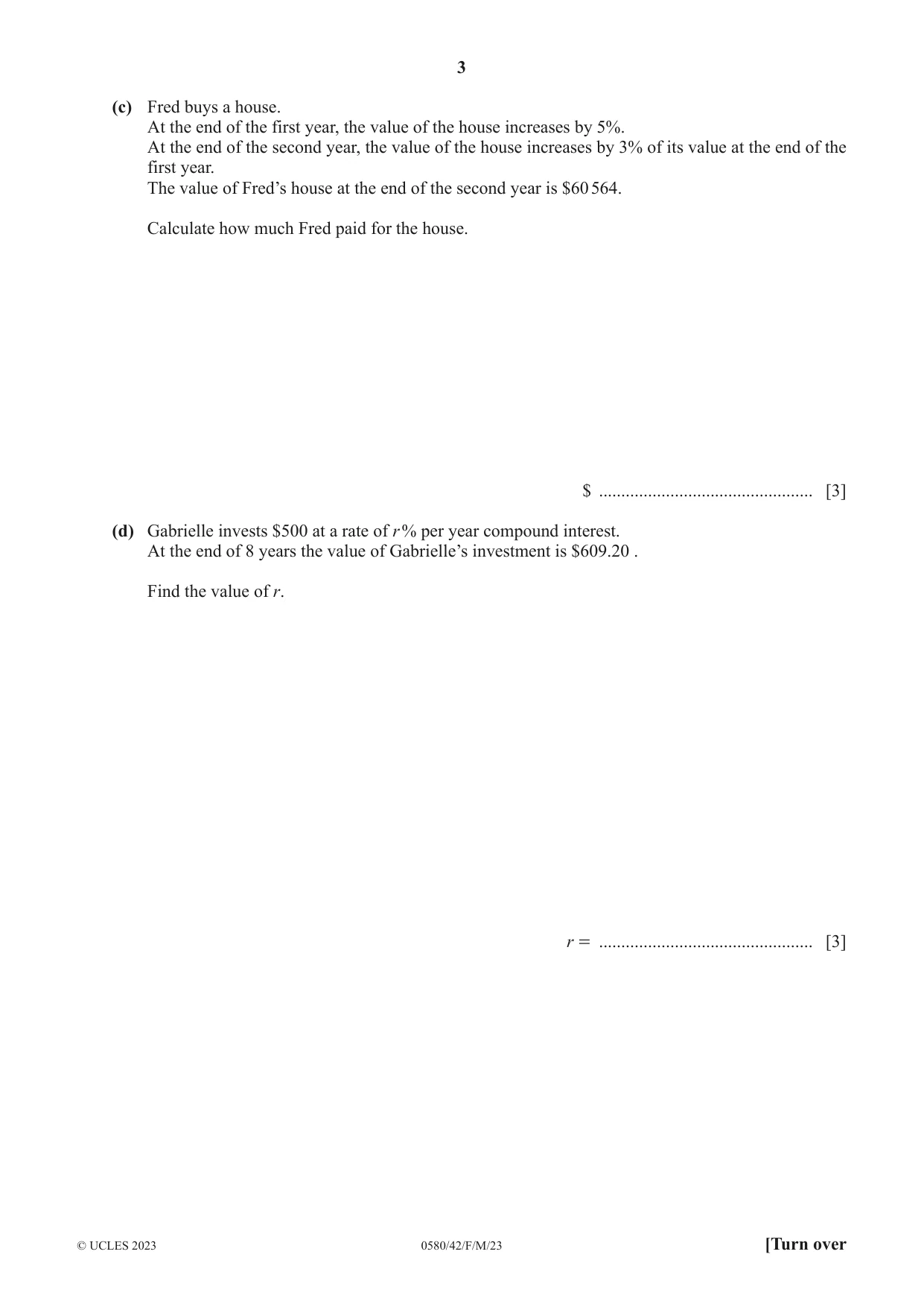 Cambridge IGCSE Mathematics 0580 2023 Feb/March Paper 4 · Variant 2 question paper, page 3 of 20
