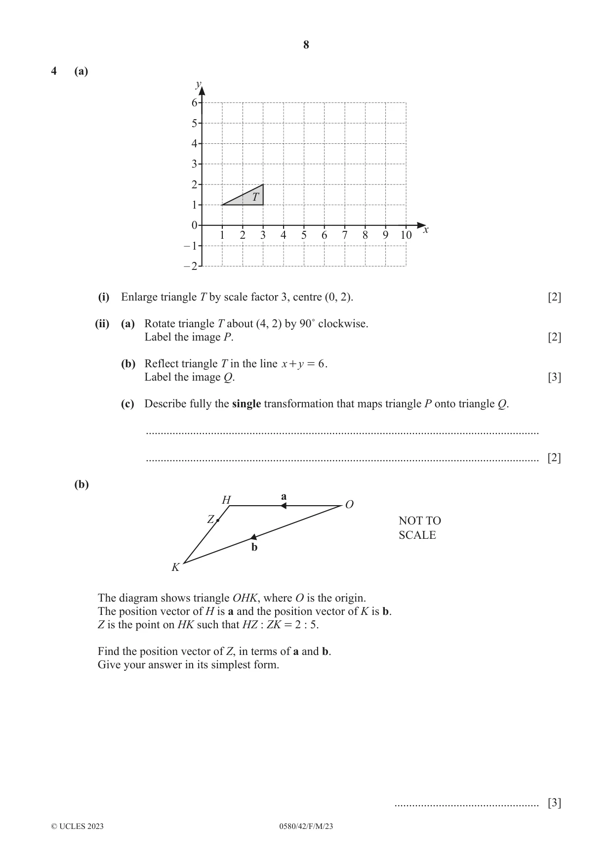 Cambridge IGCSE Mathematics 0580 2023 Feb/March Paper 4 · Variant 2 question paper, page 8 of 20