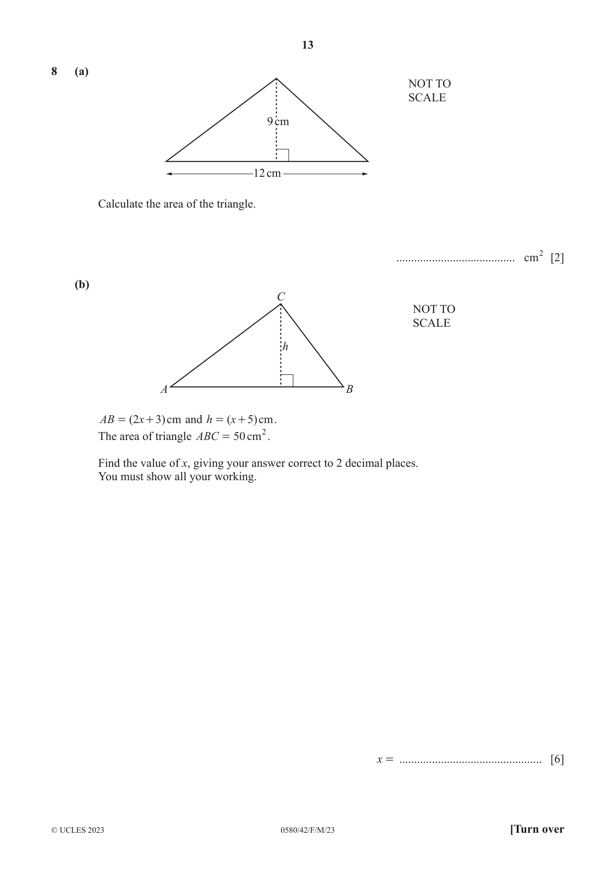 Cambridge IGCSE Mathematics 0580 2023 Feb/March Paper 4 · Variant 2 question paper, page 13 of 20