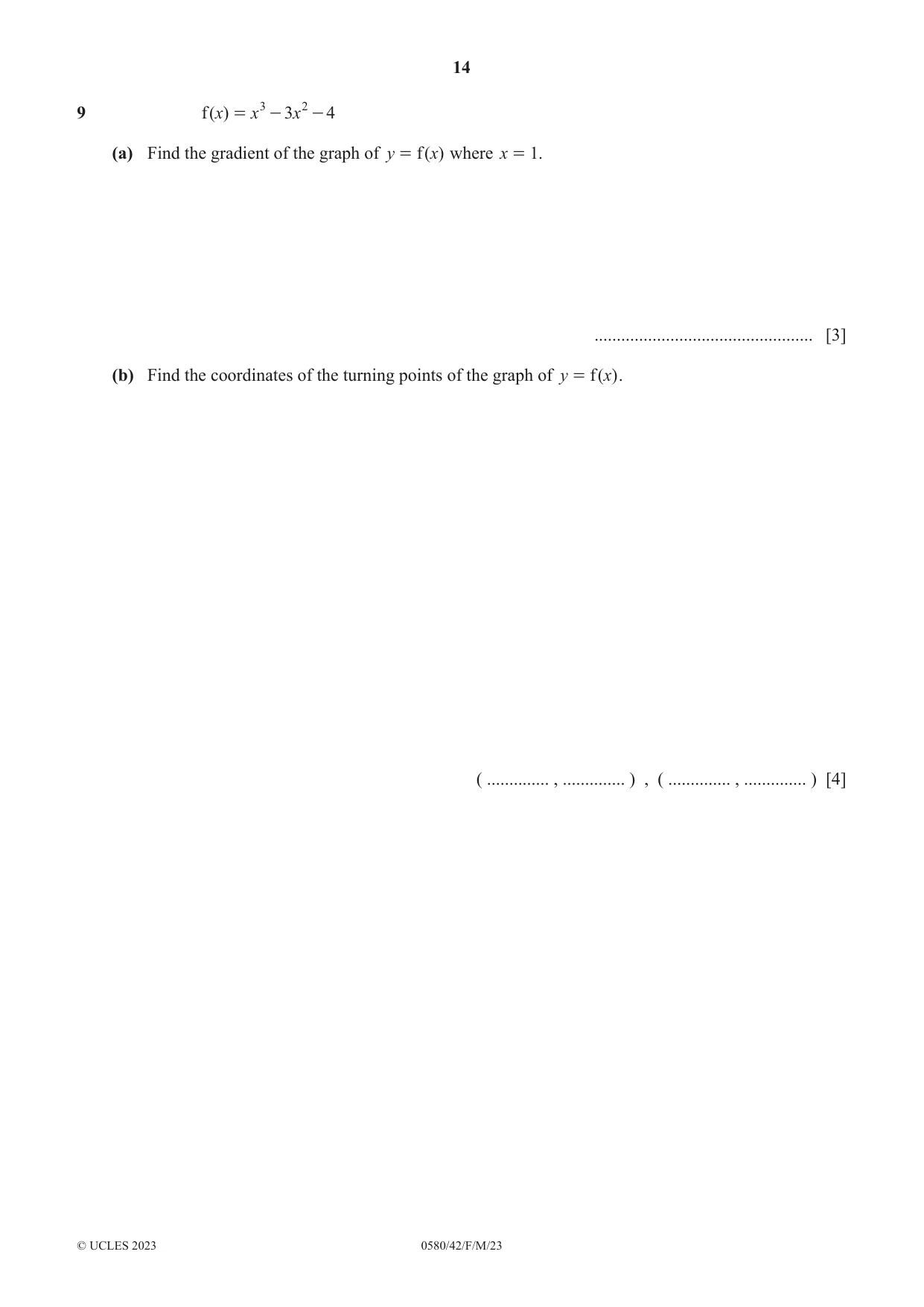 Cambridge IGCSE Mathematics 0580 2023 Feb/March Paper 4 · Variant 2 question paper, page 14 of 20