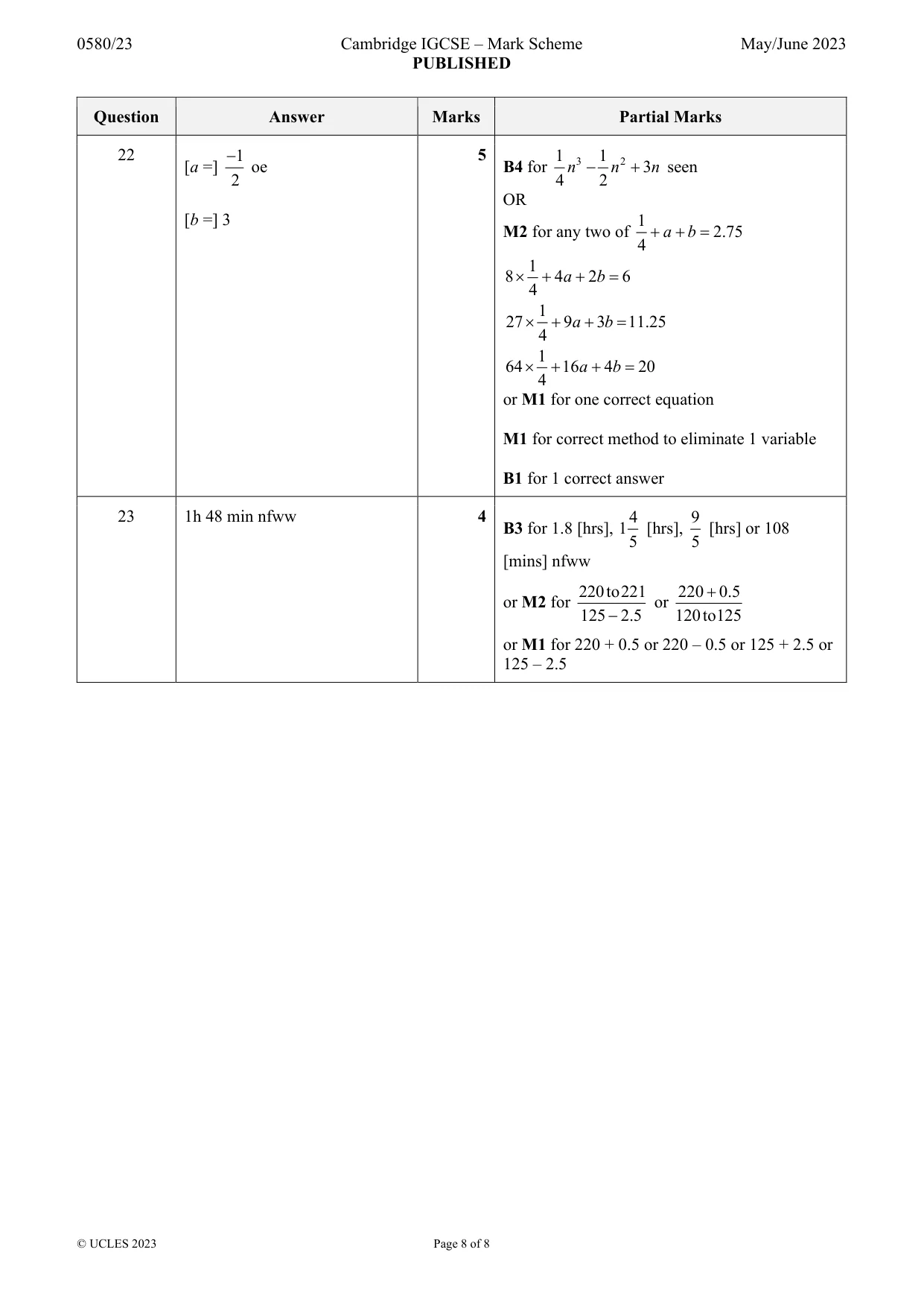 Mark scheme, page 8 of 8