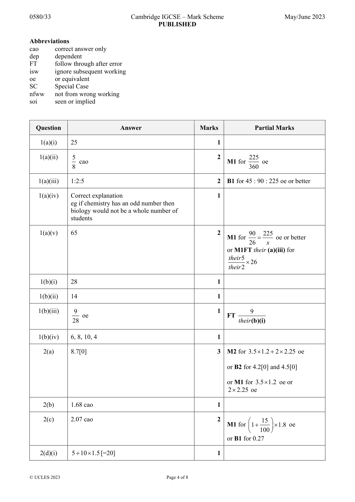 Mark scheme, page 4 of 8