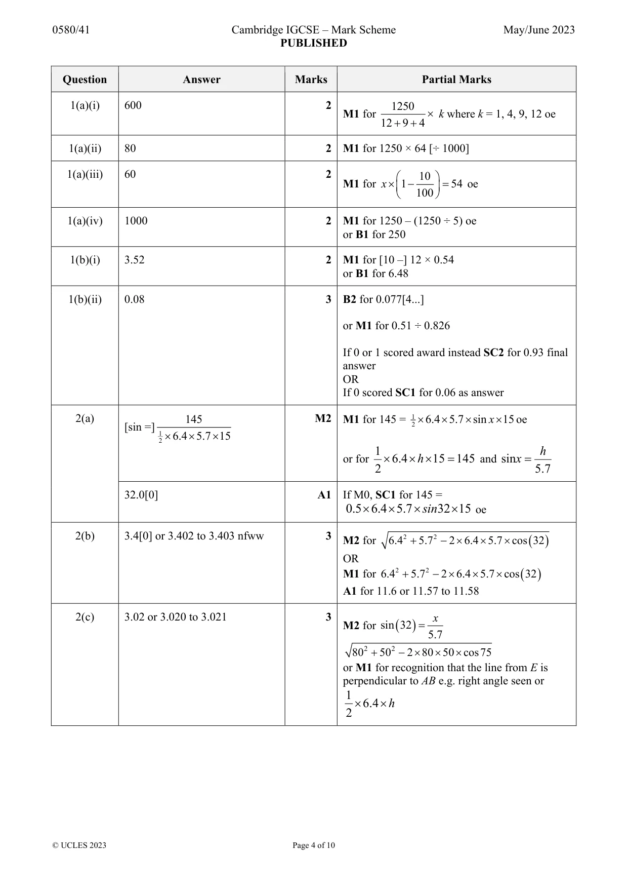 Mark scheme, page 4 of 10