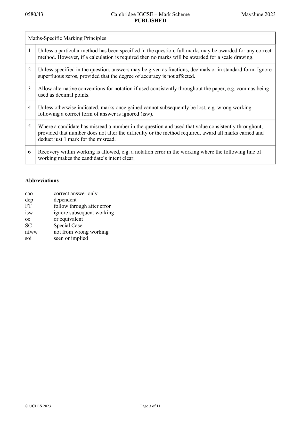 Mark scheme, page 3 of 11