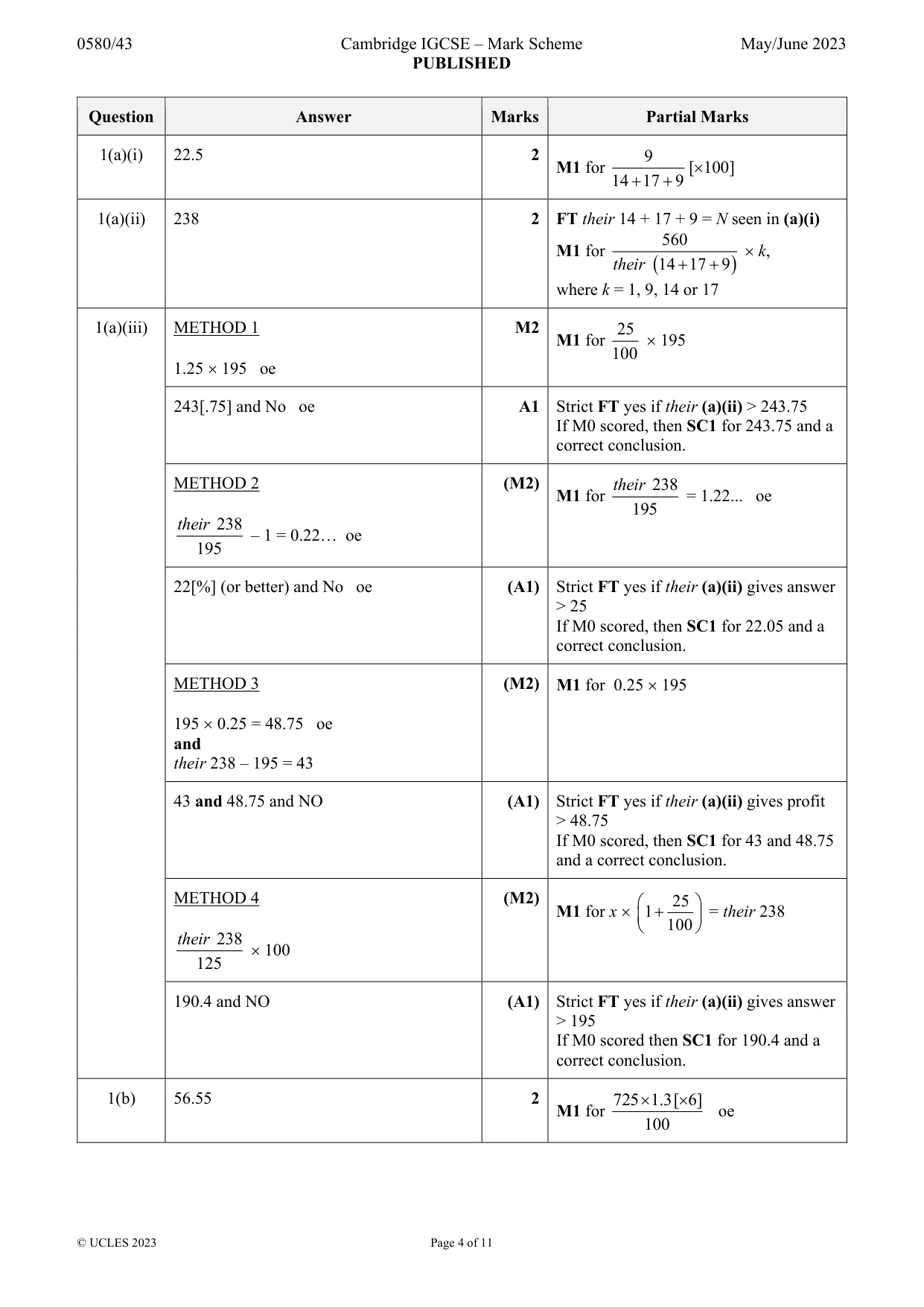 Mark scheme, page 4 of 11