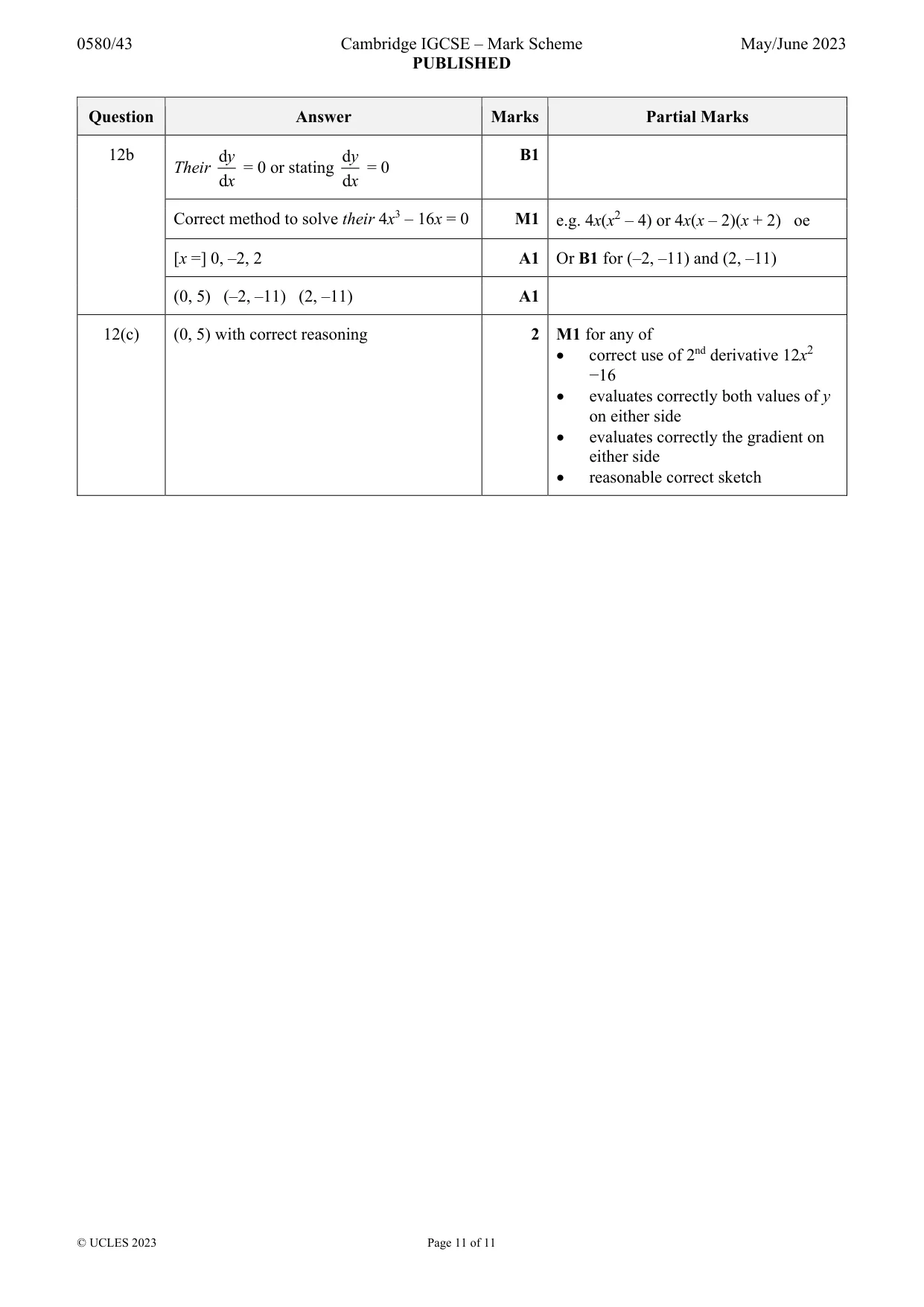 Mark scheme, page 11 of 11