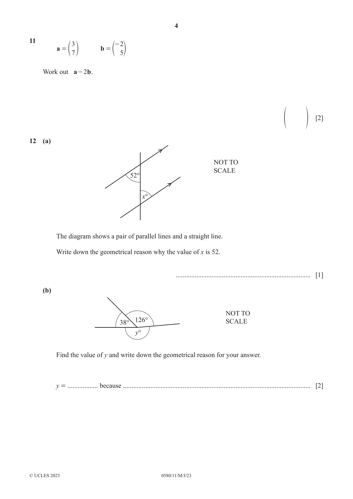 Cambridge IGCSE Mathematics 0580 2023 May/June Paper 1 · Variant 1 question paper, page 4 of 12