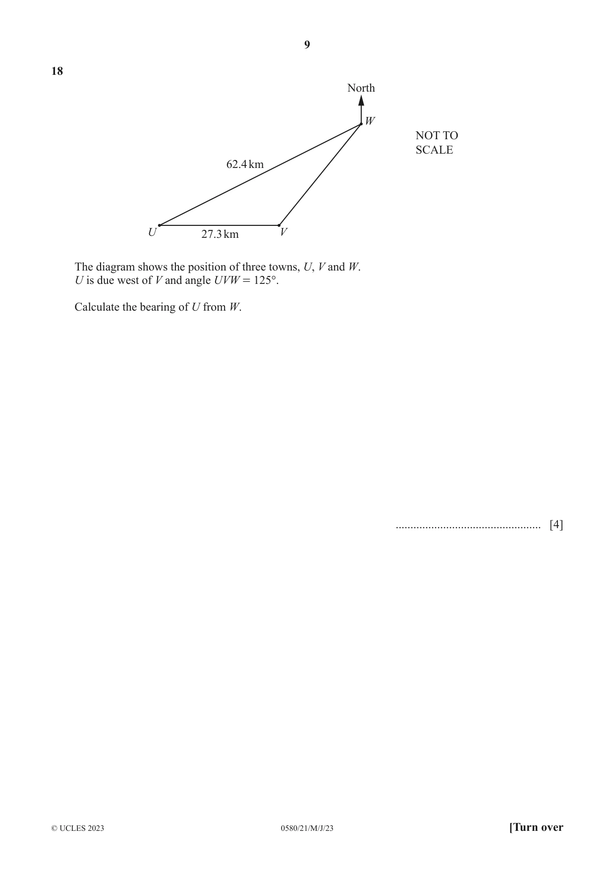 Cambridge IGCSE Mathematics 0580 2023 May/June Paper 2 · Variant 1 question paper, page 9 of 12