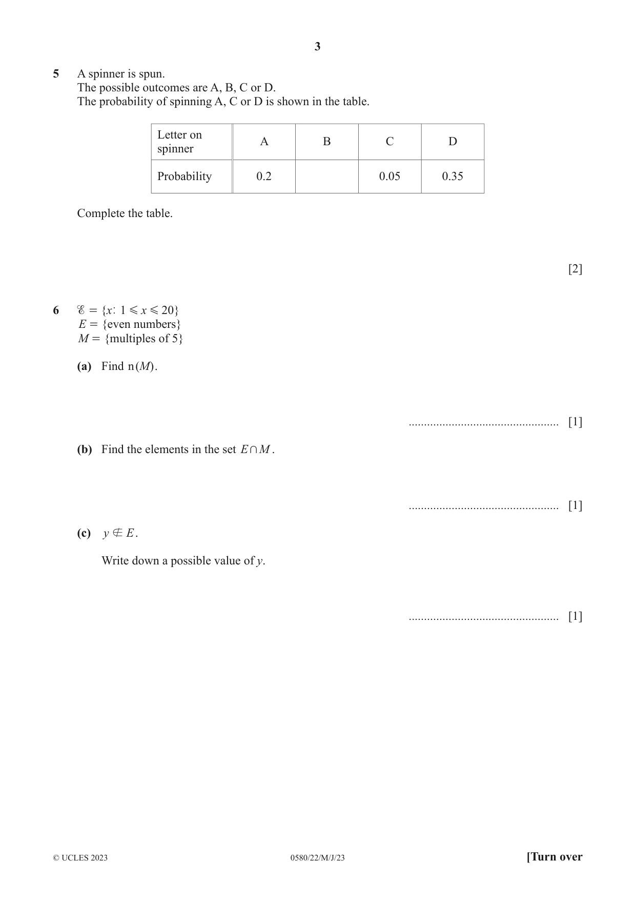 Cambridge IGCSE Mathematics 0580 2023 May/June Paper 2 · Variant 2 question paper, page 3 of 12