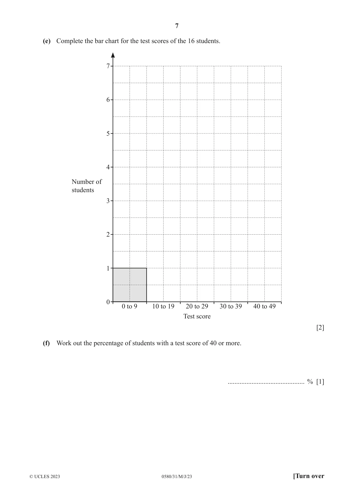 Cambridge IGCSE Mathematics 0580 2023 May/June Paper 3 · Variant 1 question paper, page 7 of 20
