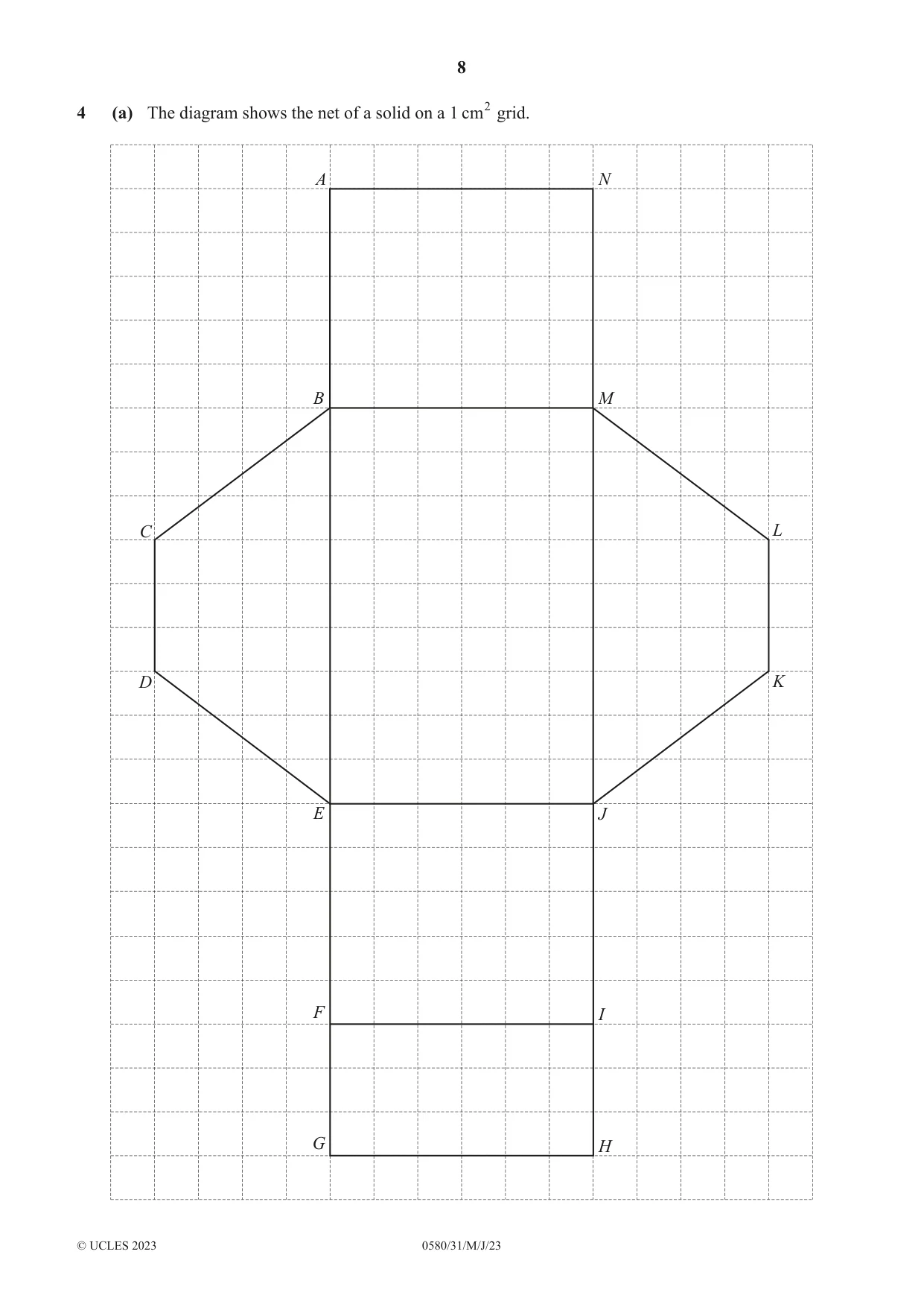 Cambridge IGCSE Mathematics 0580 2023 May/June Paper 3 · Variant 1 question paper, page 8 of 20