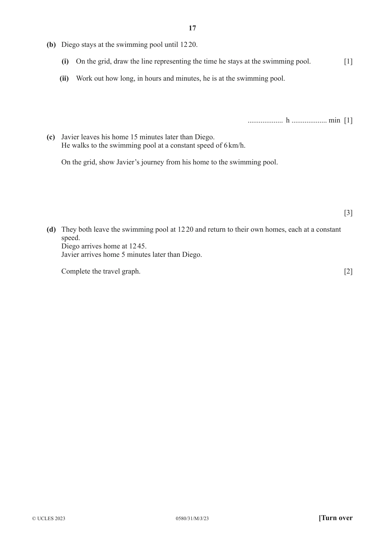 Cambridge IGCSE Mathematics 0580 2023 May/June Paper 3 · Variant 1 question paper, page 17 of 20