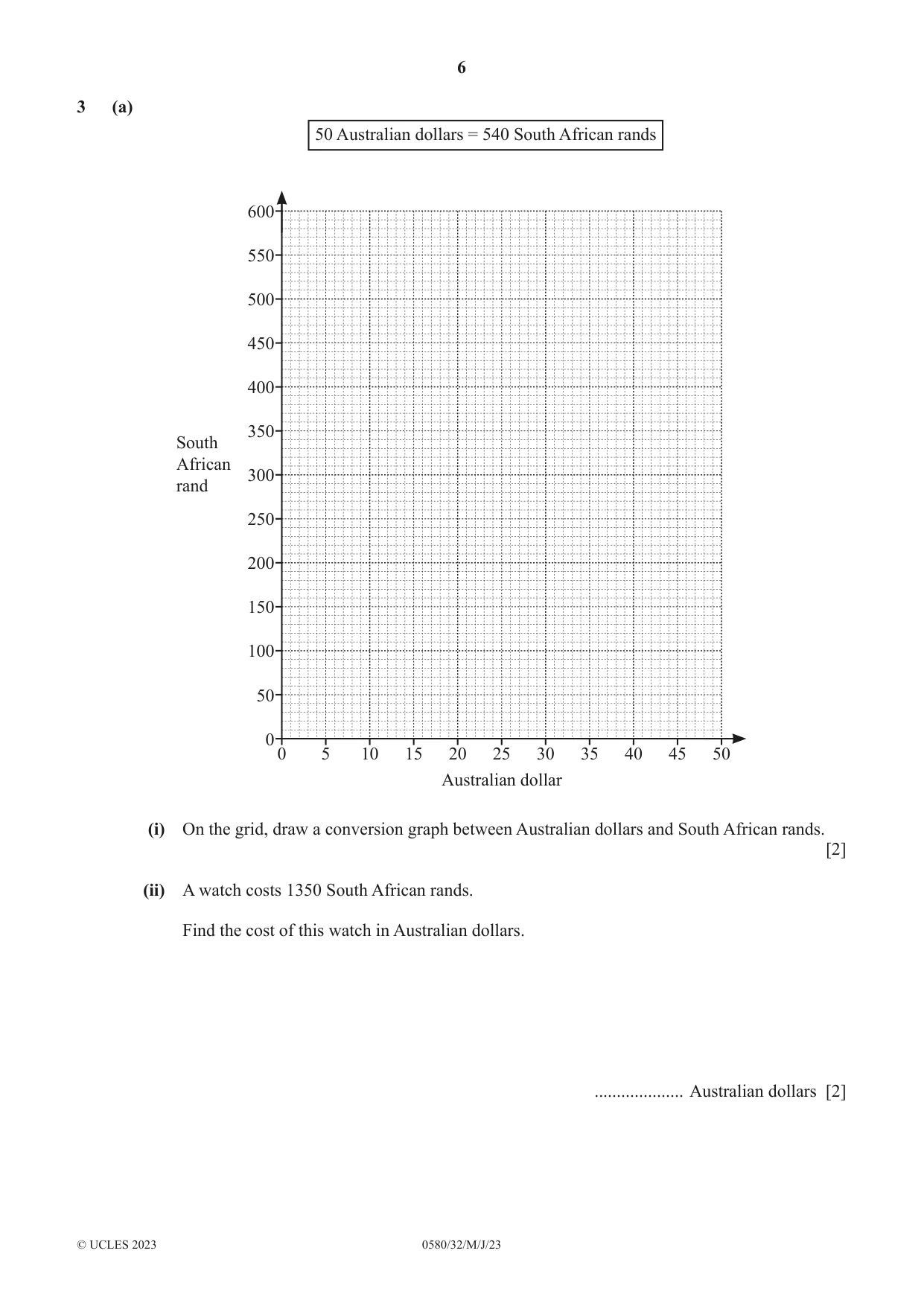 Cambridge IGCSE Mathematics 0580 2023 May/June Paper 3 · Variant 2 question paper, page 6 of 20