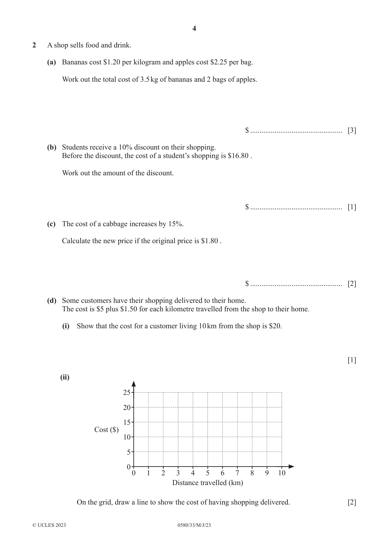 Cambridge IGCSE Mathematics 0580 2023 May/June Paper 3 · Variant 3 question paper, page 4 of 16