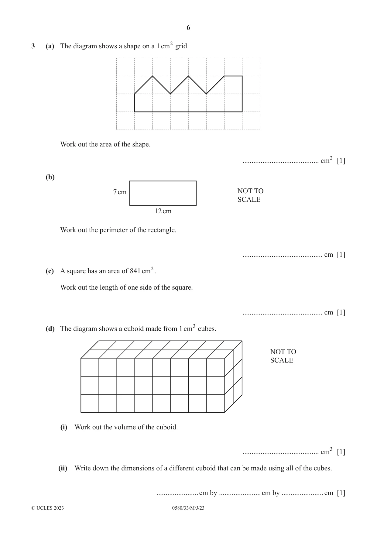 Cambridge IGCSE Mathematics 0580 2023 May/June Paper 3 · Variant 3 question paper, page 6 of 16