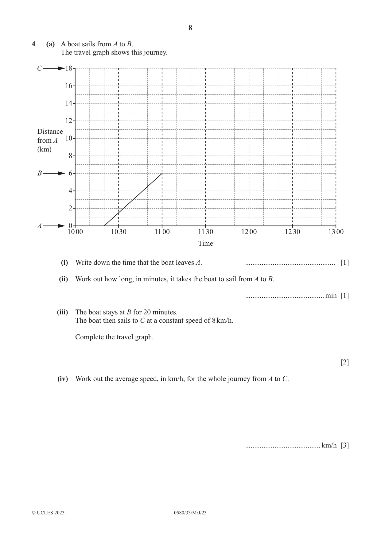 Cambridge IGCSE Mathematics 0580 2023 May/June Paper 3 · Variant 3 question paper, page 8 of 16